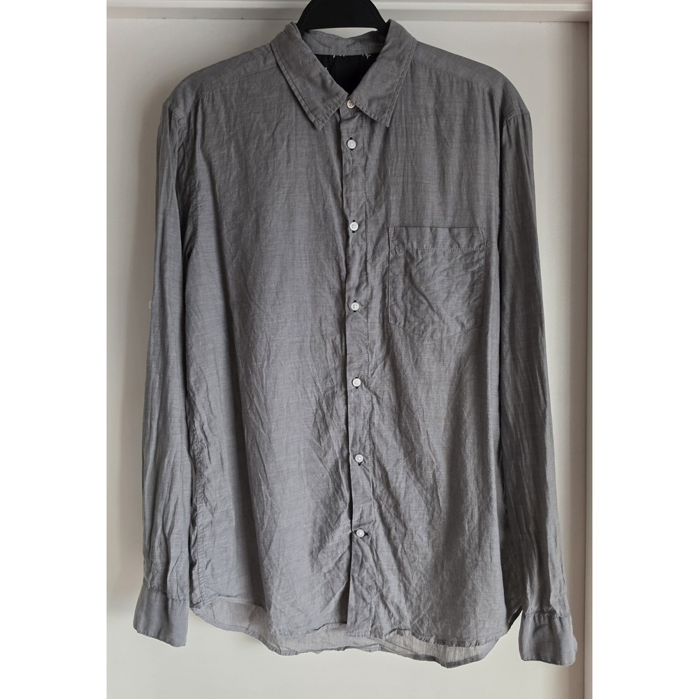 H&M Men Long Sleeve Collared Shirt Size M Gray Cotton Casual Button-Down